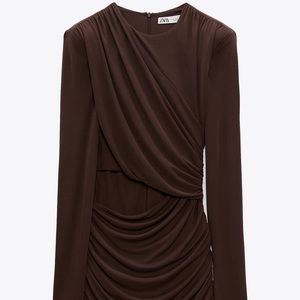 Brown Draped Mini Dress